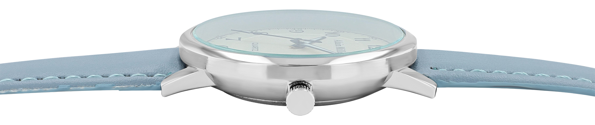 Alain Miller Herrenuhr mit Lederimitatband, Ø 40 mm, hellblau/ weiß