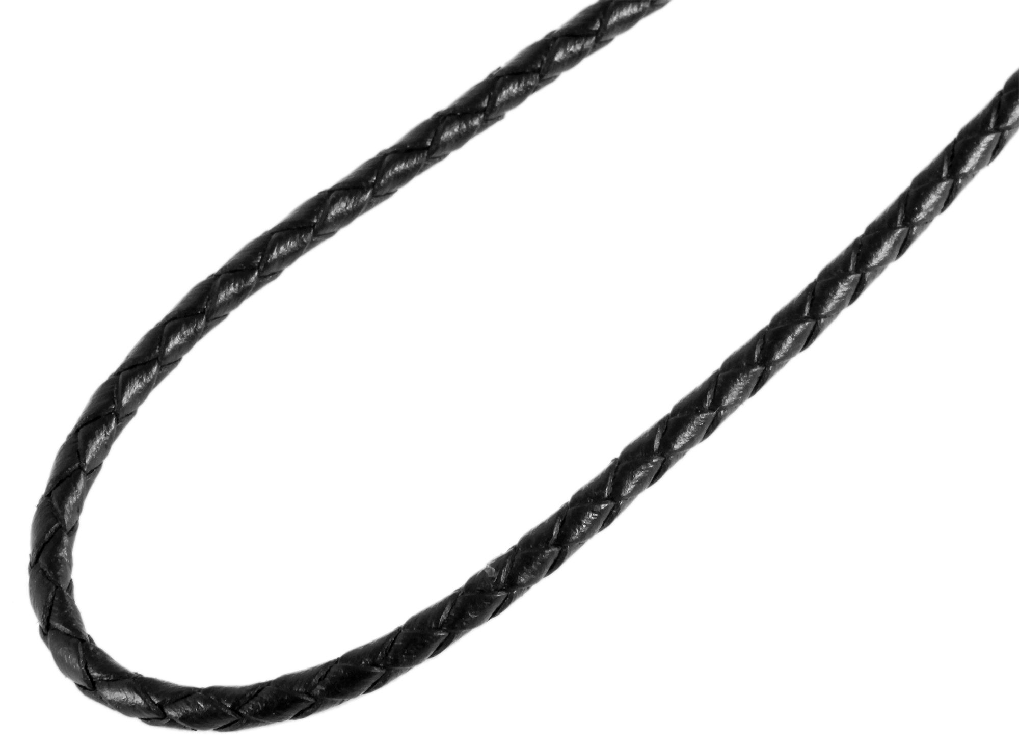 "Paul", Echtleder, geflochten Kette, schwarz,, 45 cm/ 3 mm