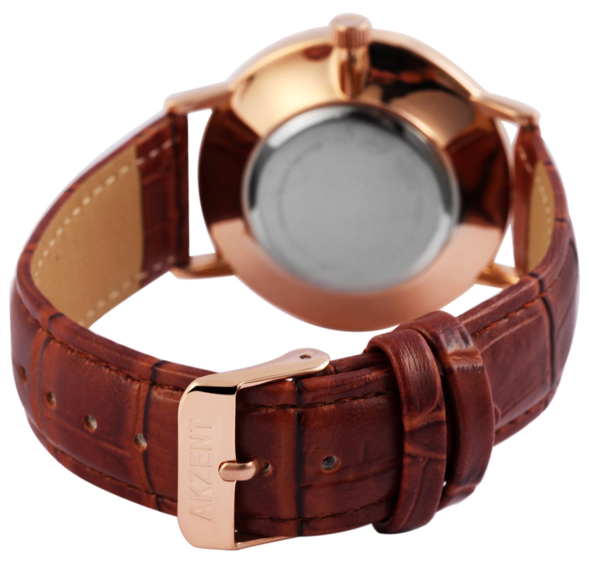 Akzent Exclusive Herrenarmbanduhr mit Lederimitationsband