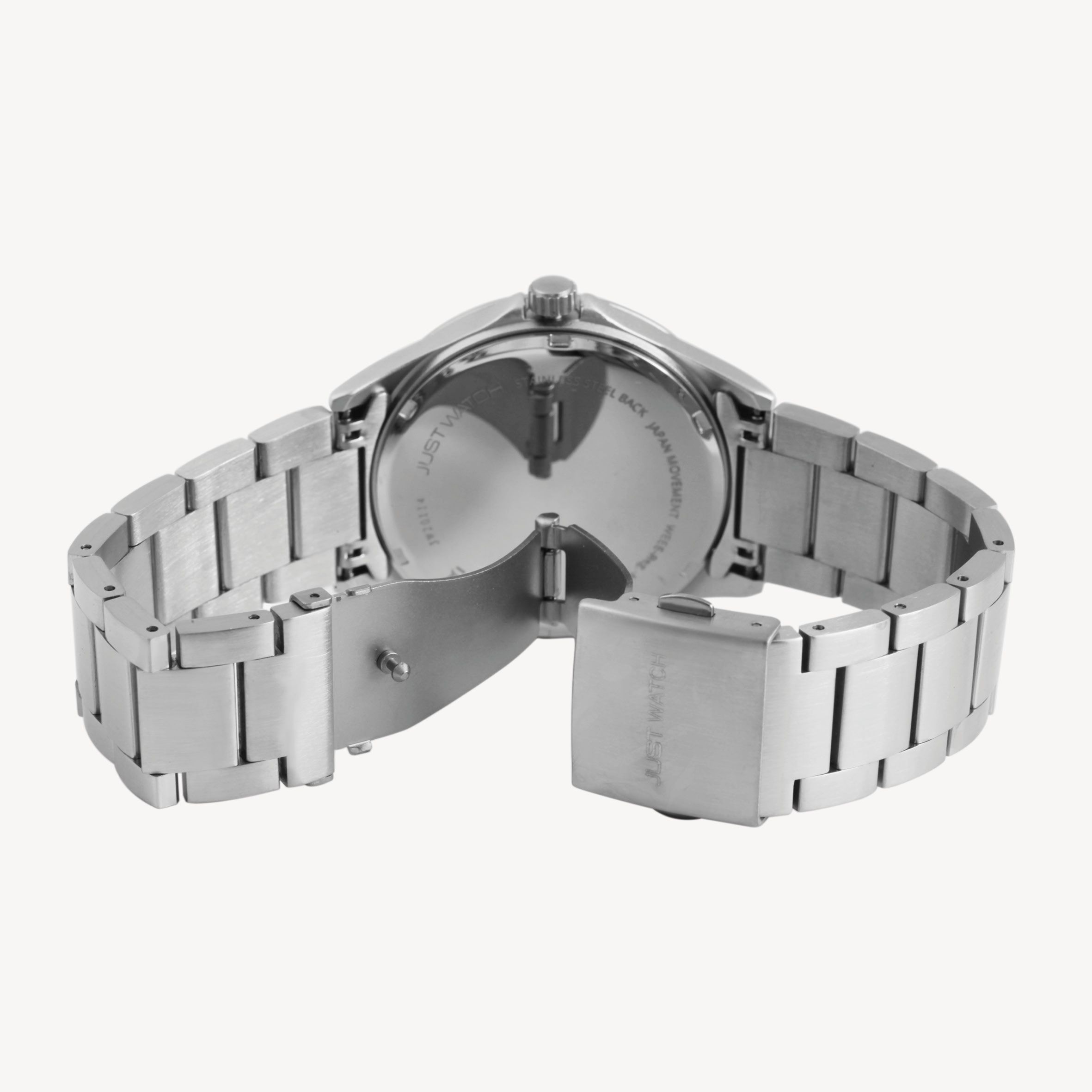 Just Watch Herrenuhr, Edelstahlband, silberfarben/weiß