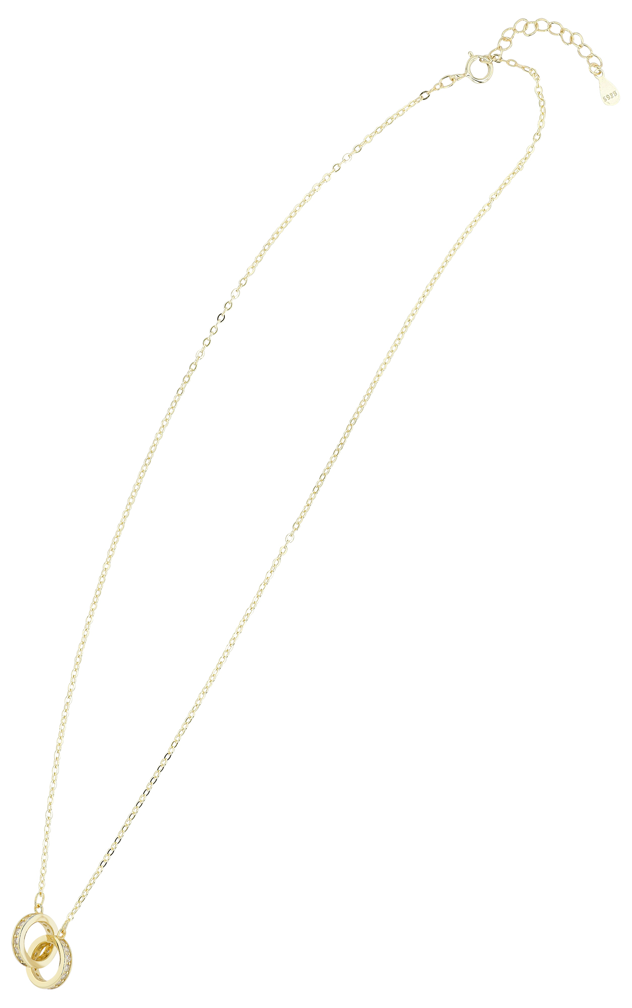"Rina" 925/- Echt Silber Kette mit Anhänger, Zirkonia, vergoldet, 42+3cm
