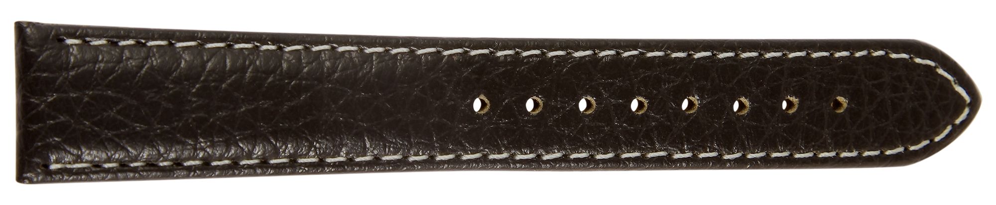 Echtleder Uhrenarmband, dunkelbraun, weiße Naht, 16 mm