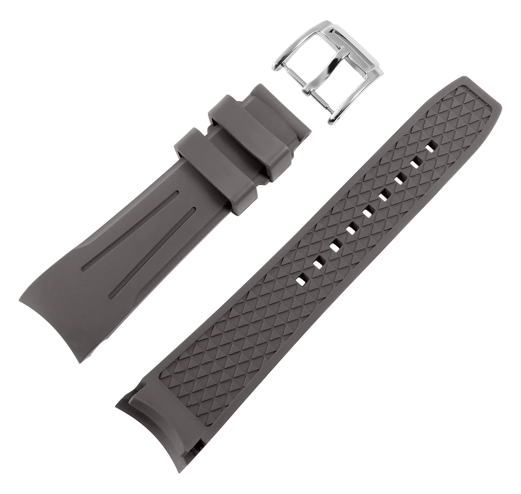 FKM Kautschuk-Uhrenarmband, Dornschließe, 20 mm, grau, (FKM= Fluorelastomer-Kautschuk)