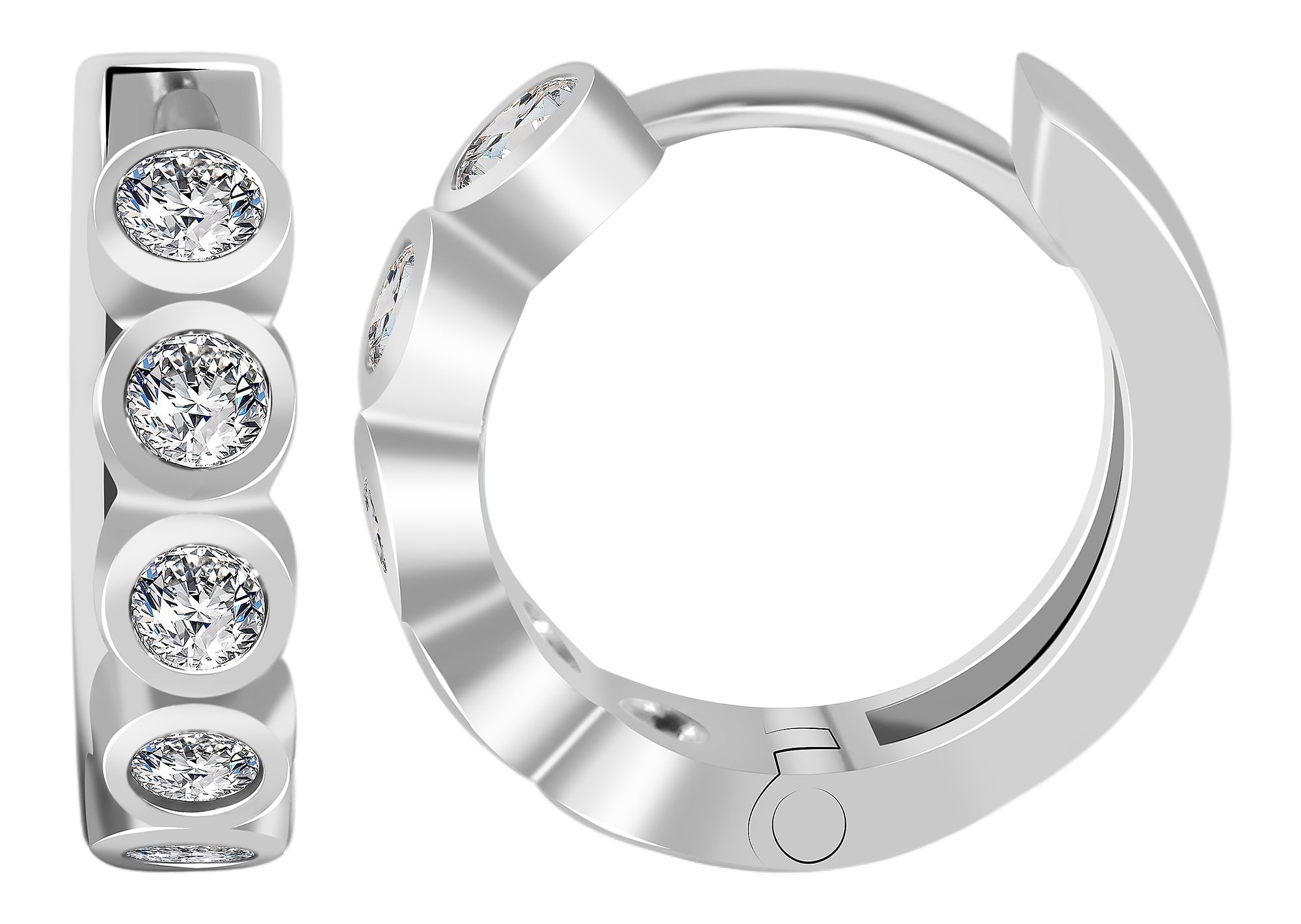 925/- Echt Silber Klapp-Creolen "Avaline" mit Zirkoniabesatz, 925/rhodiniert