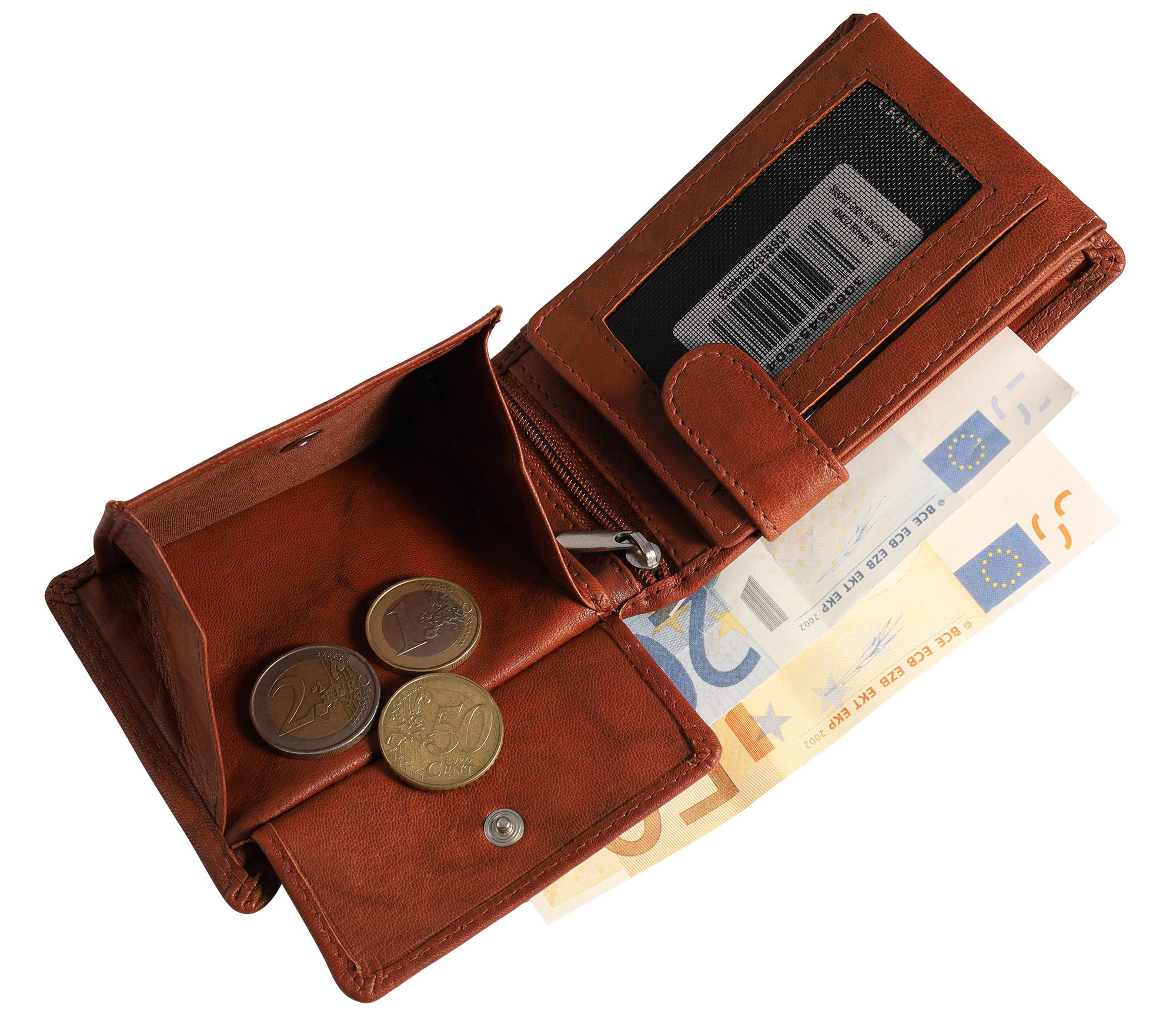 Leonardo Verrelli Echtleder (Antik) Geldbörse, RFID, Querformat, braun (cognac)