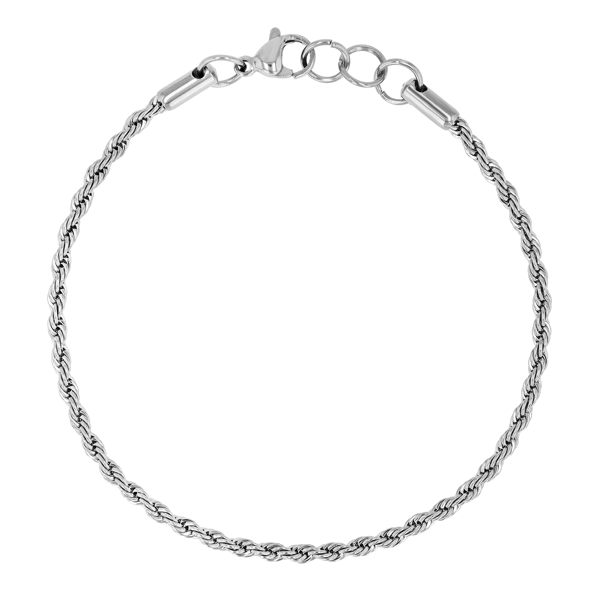 "Dominika" Edelstahl Armband - Kordelarmband, 18 + 1 cm/ 2 mm, silberfarben