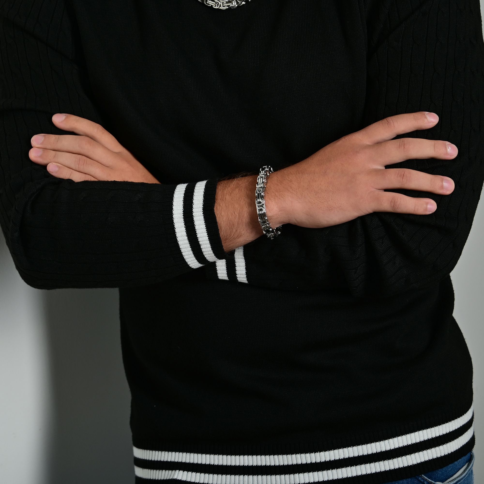 "Val" Akzent Königskettenarmband 19 cm aus Edelstahl