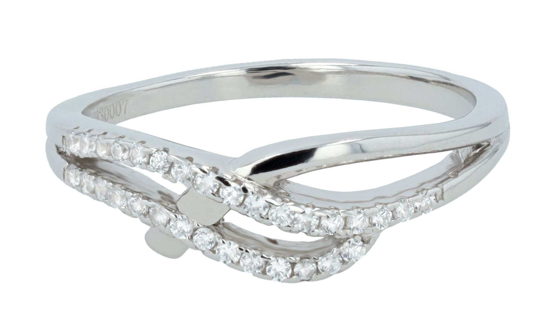 925 Echt Silber Ring, Zirkoniabesatz, 925/rhodiniert, Gr. 60