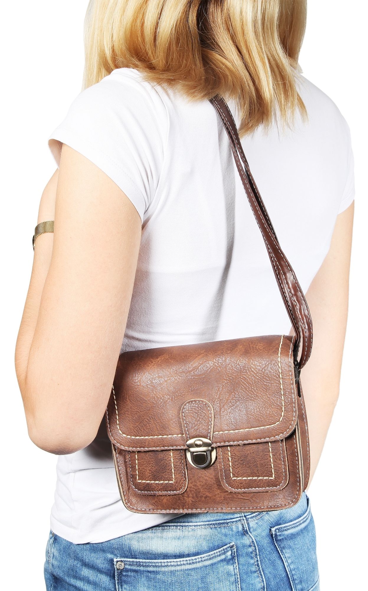 Damen Handtasche aus Lederimitation, braun