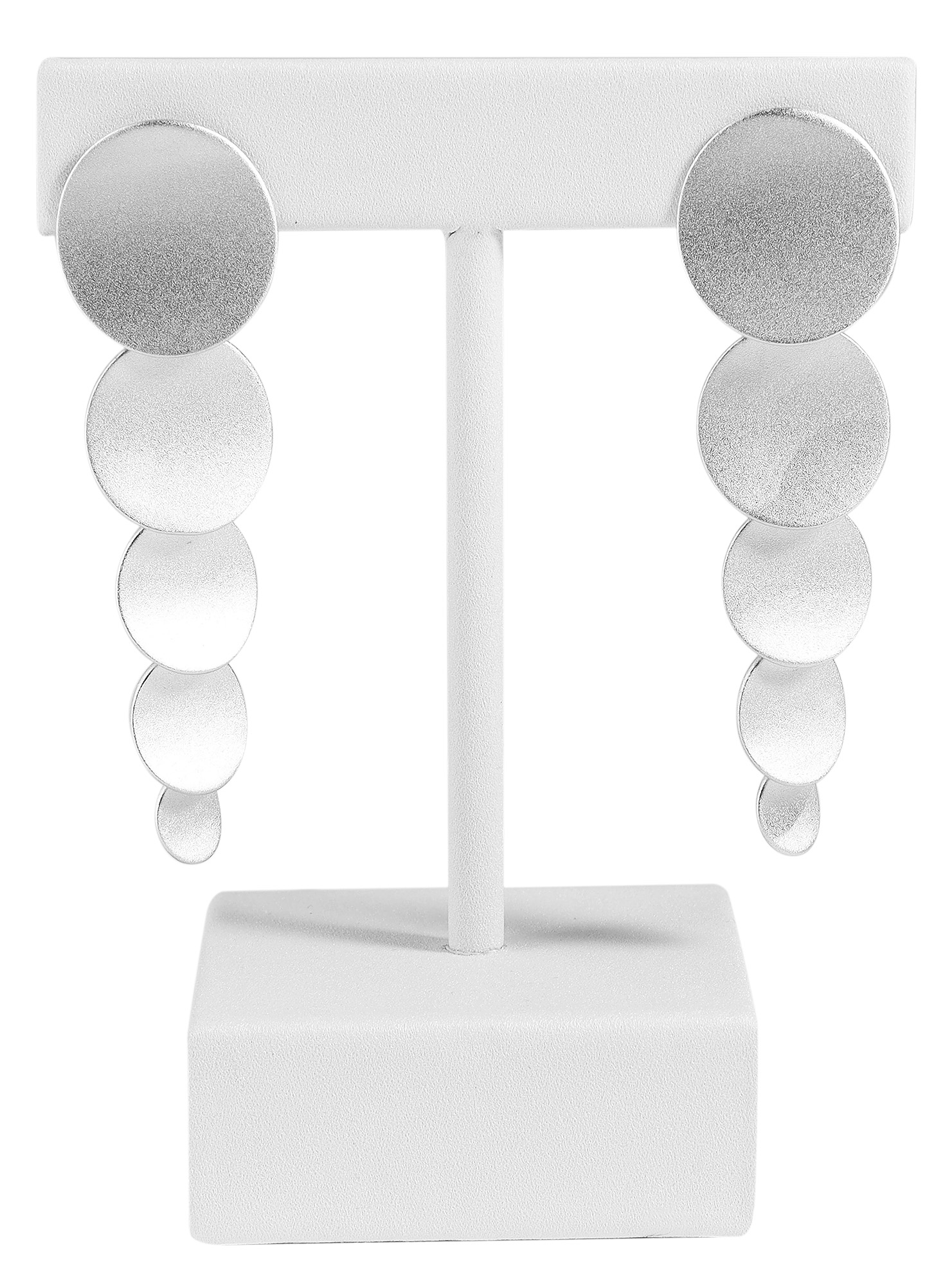 Aufsteller für Ohrringe/ Ohrhänger/ Creolen (Dekoserie Soft), PU-bezogen, 8 cm, weiß