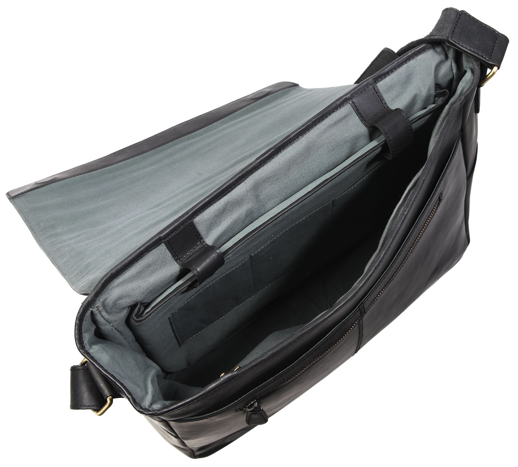Leonardo Verrelli Echt Leder Laptoptasche Lehrertasche, Schwarz