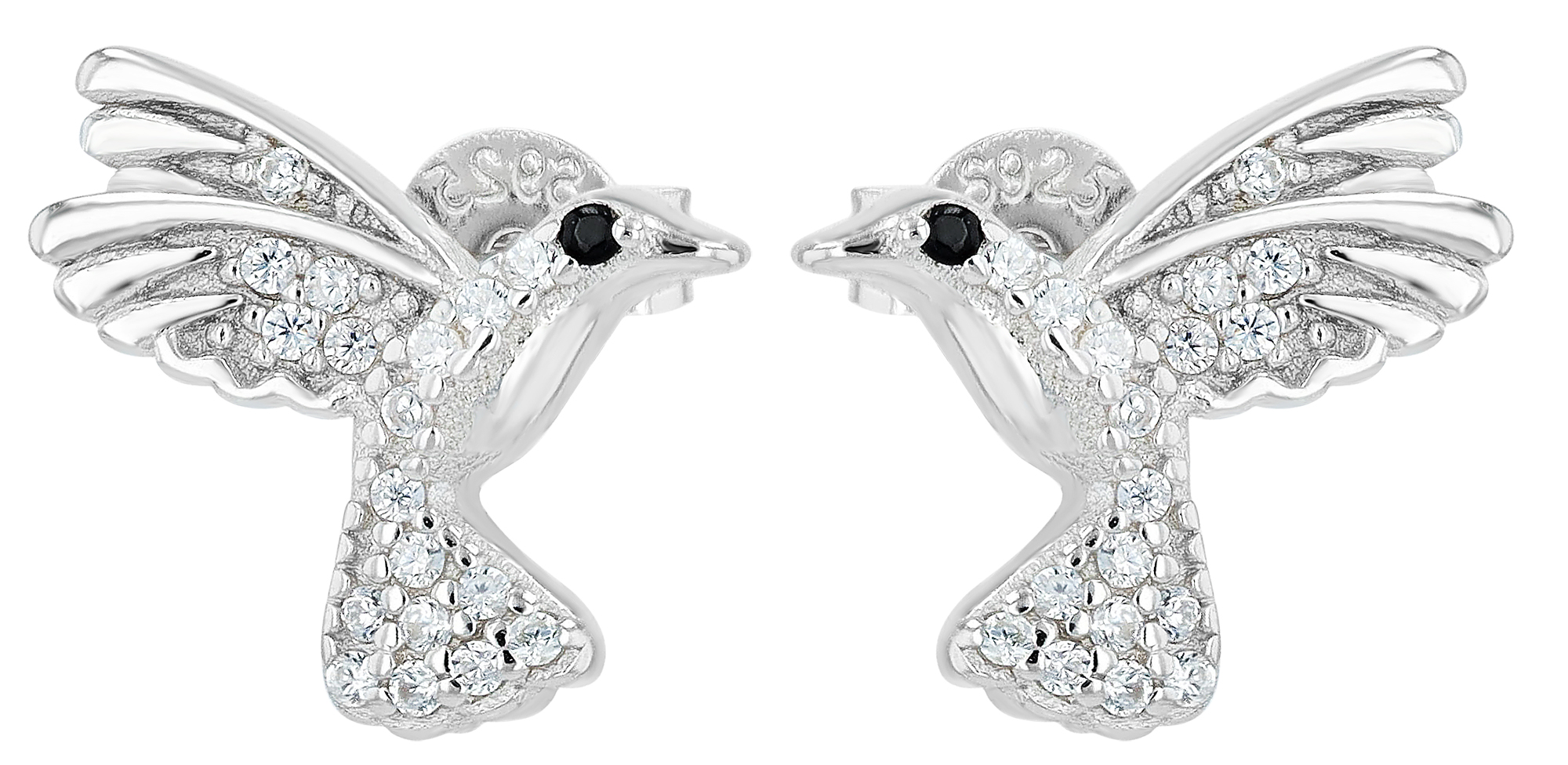 "Selma" 925/- Echt Silber Ohrstecker Zirkonia silberfarben rhodiniert Vogel