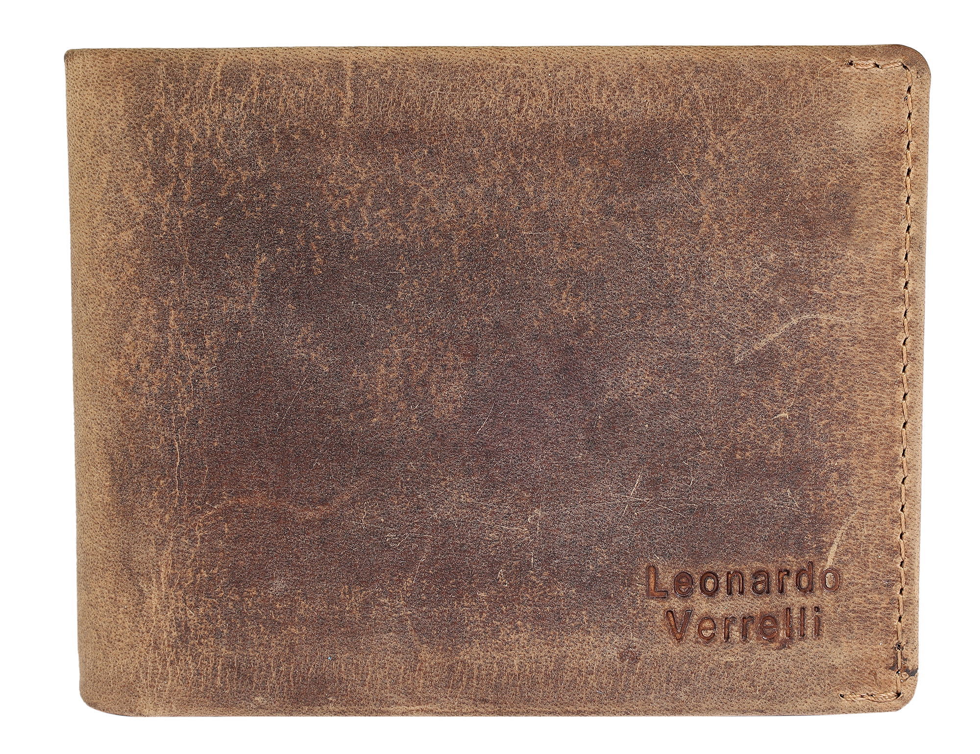 Leonardo Verrelli, Herren Echtleder Geldbörse, vintage, RFID, quer, braun