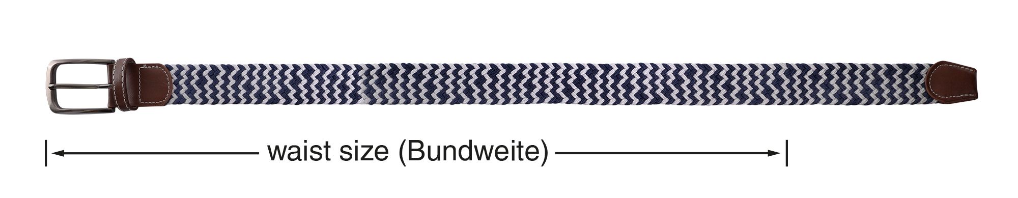 Flechtgürtel aus Textil (blau/ weiß), 100 cm (S)