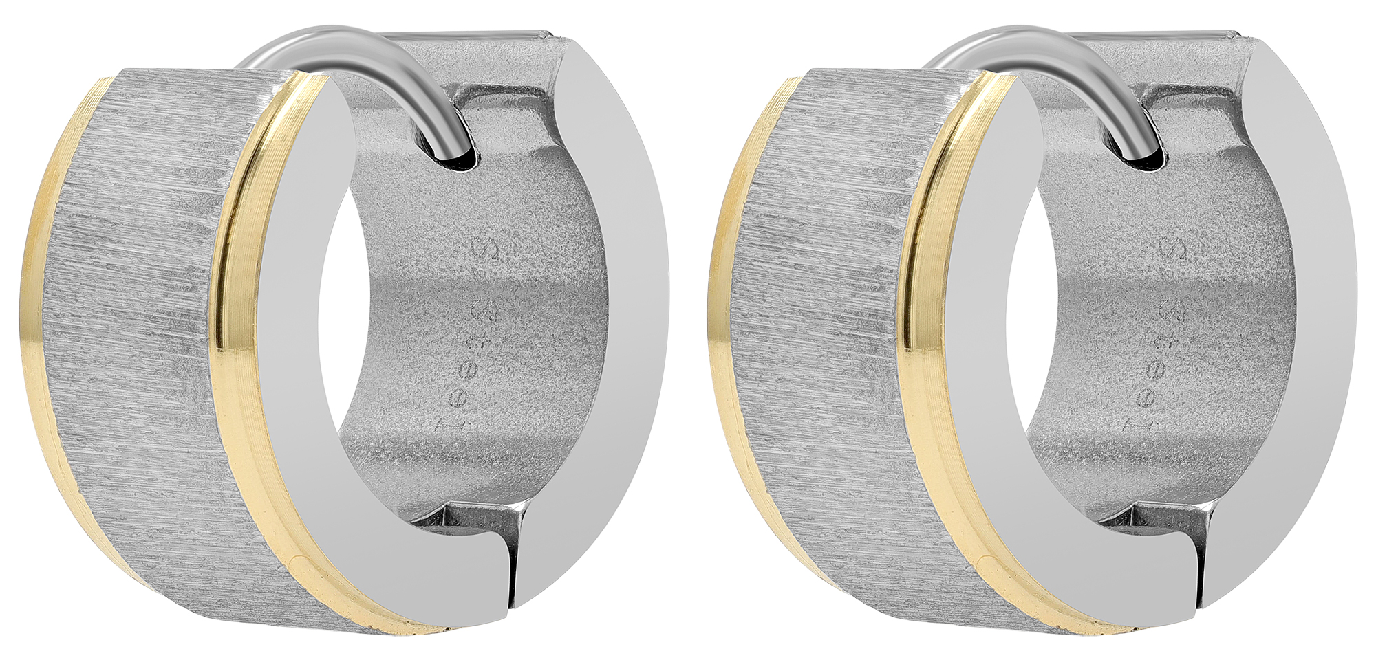 "Maiva" Edelstahl Klapp-Creolen, gebürstet, Ø 9 mm, bicolor