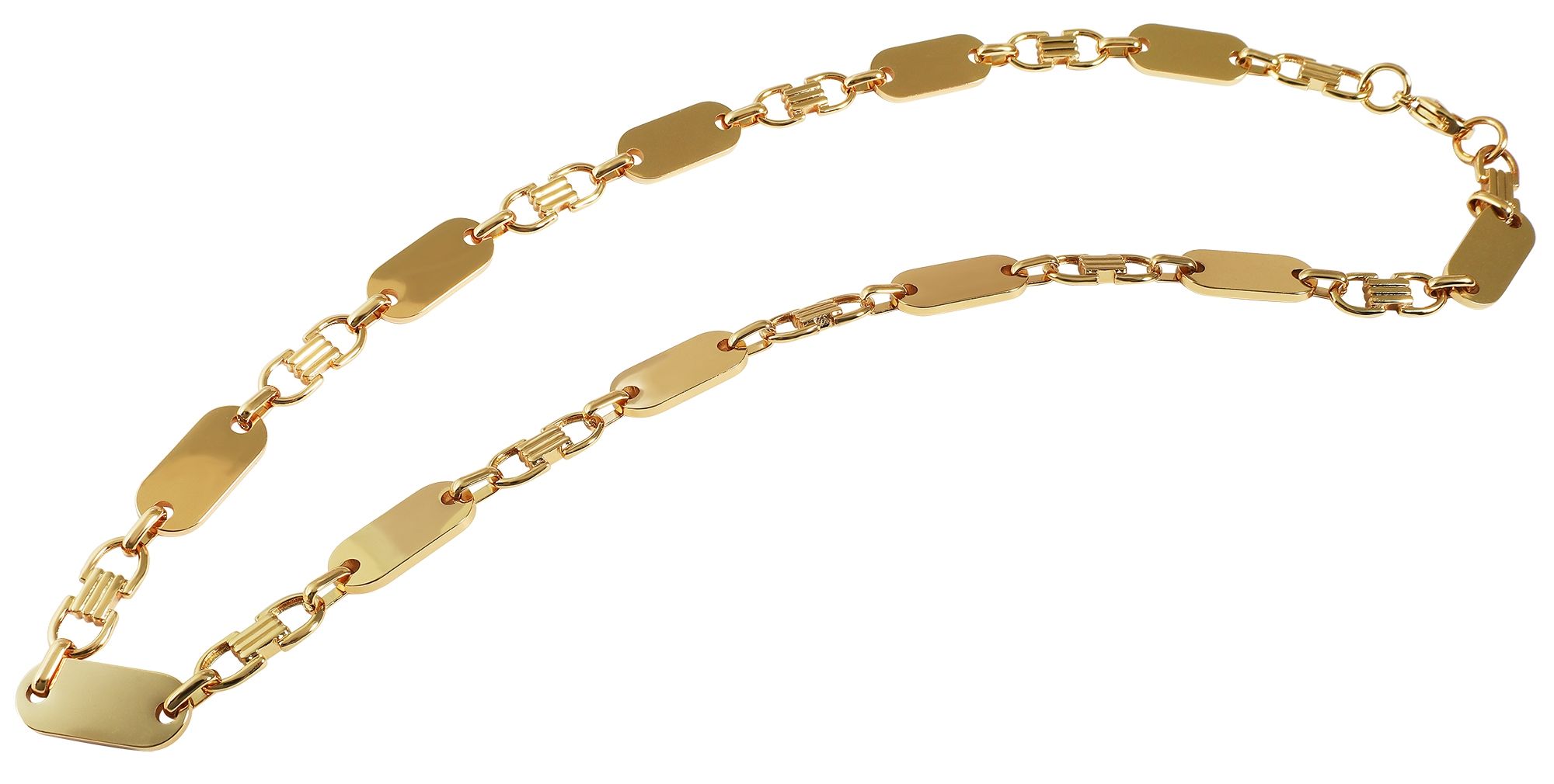 "Bent", Edelstahl Plattenkette, goldfarbig, 55 cm/ 10 mm