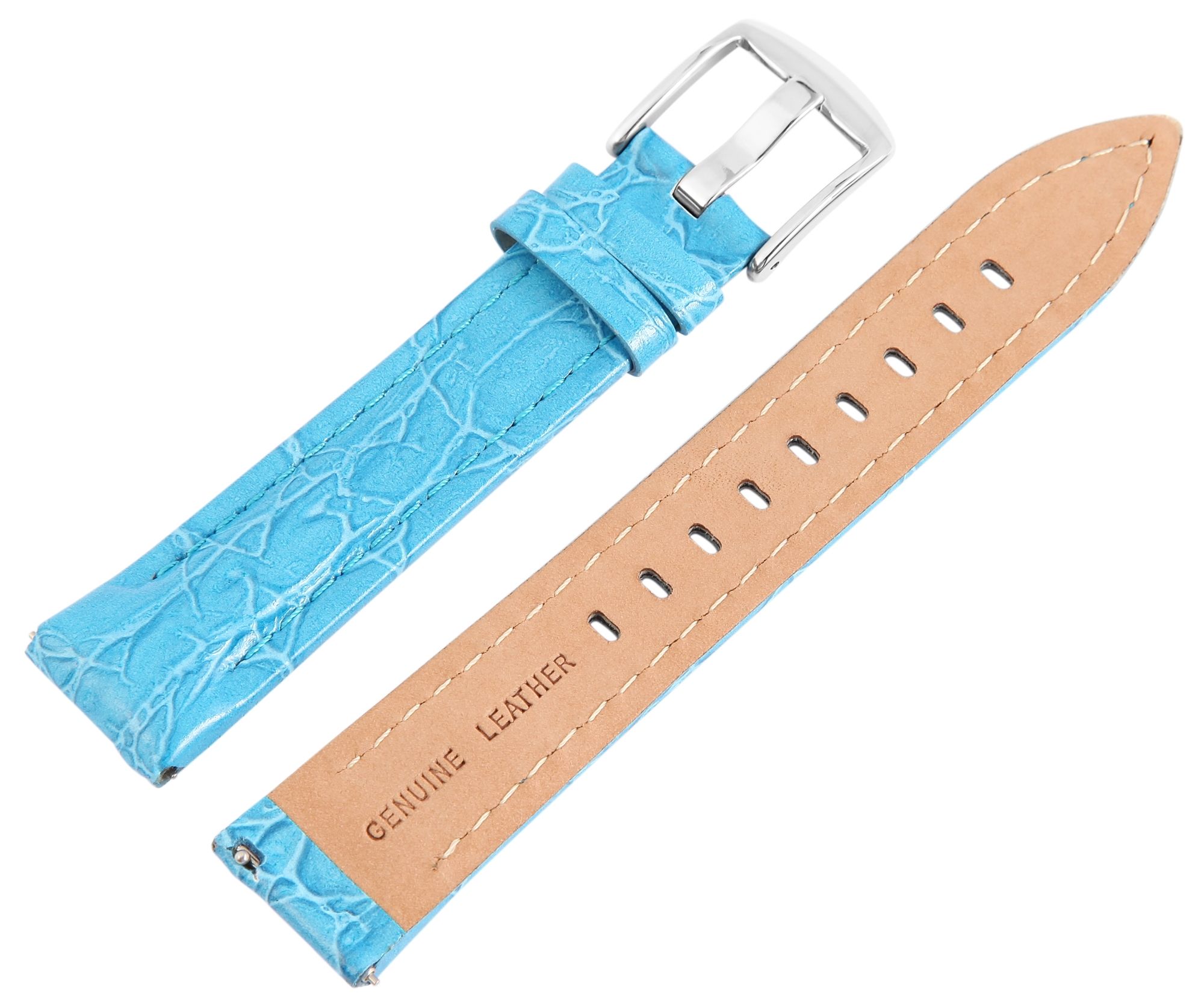 Echtleder-Uhrenarmband, hellblau, 20 mm