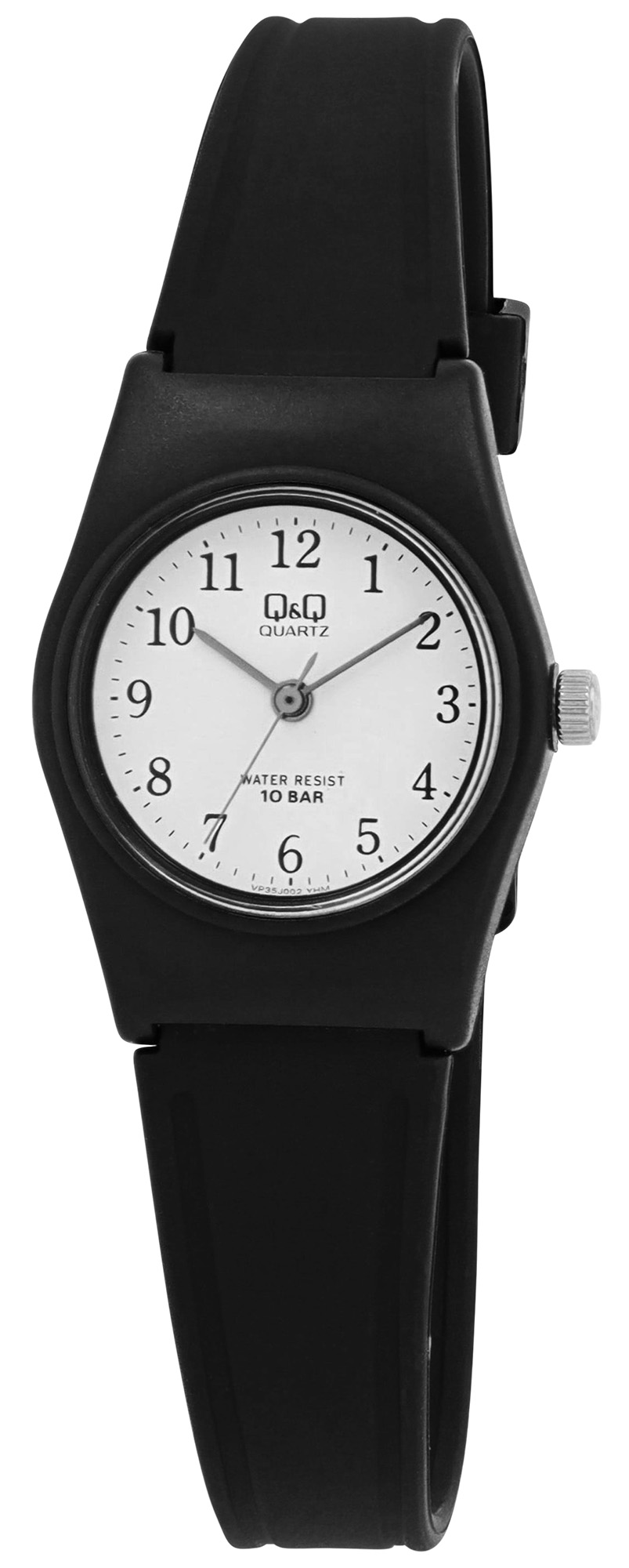 Q&Q Damenuhr mit  Resinband, Ø 24 mm, schwarz/ weiß