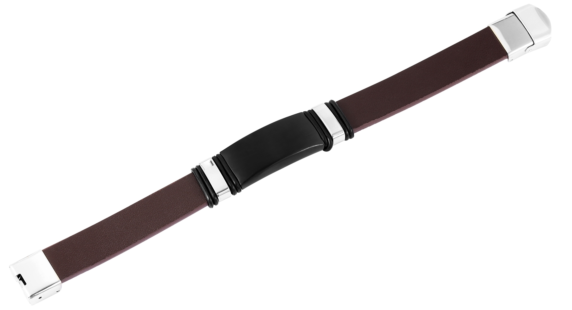 Akzent Echtlederarmband mit Edelstahlgravurplatte