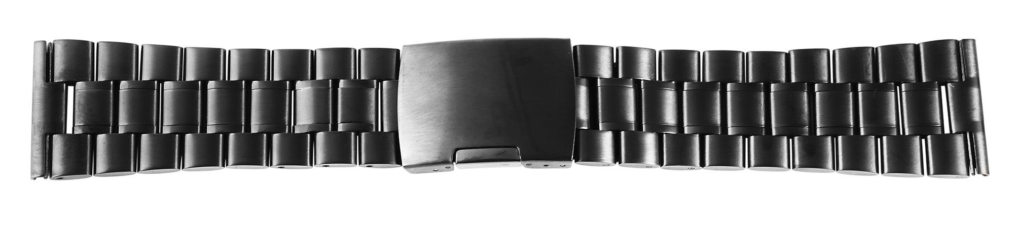 Edelstahl Gliederarmband, Faltschließe, schwarz, 26 mm