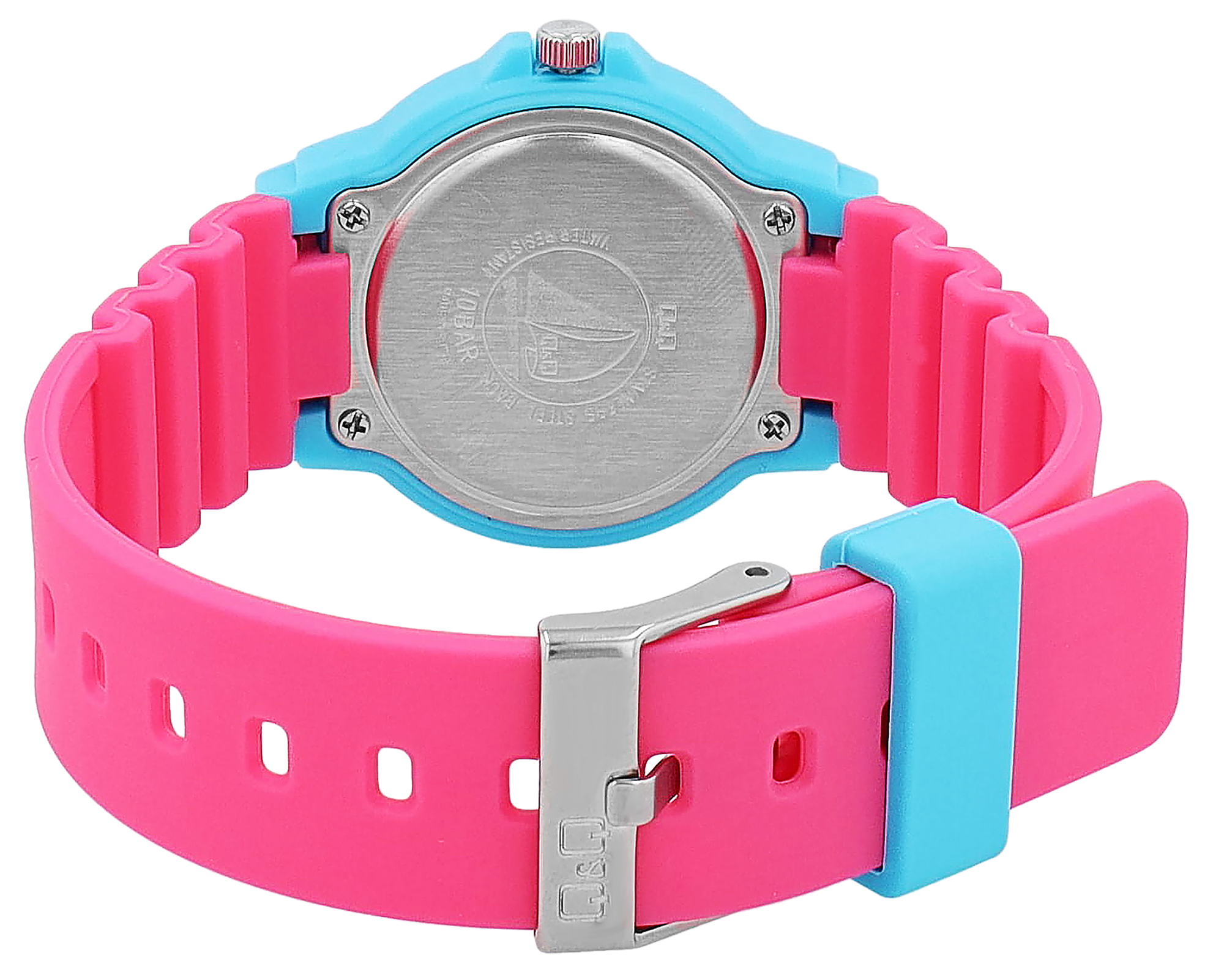 Q&Q Kinder/ Mädchen, Uhr mit Silikonarmband, Ø 33 mm, pink/ hellblau
