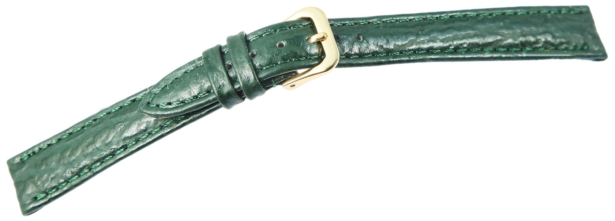 Echtleder-Uhrenarmband, dunkelgrün, Haifischoptik, 10 mm