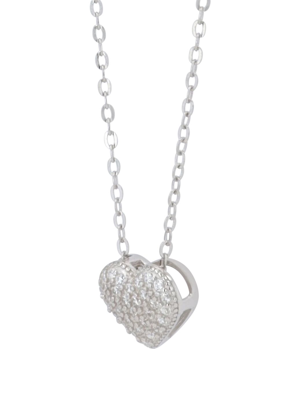 "Jules - Herz mit Besatz, 925/- Echt Silber Kette mit Anhänger 43 + 3 cm