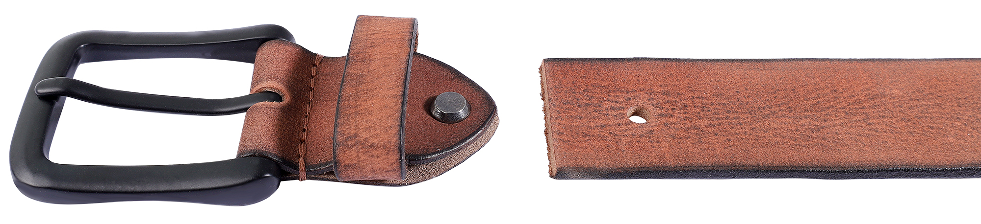 Leonardo Verrelli Echtleder Gürtel, braun, kürzbar, 100 cm