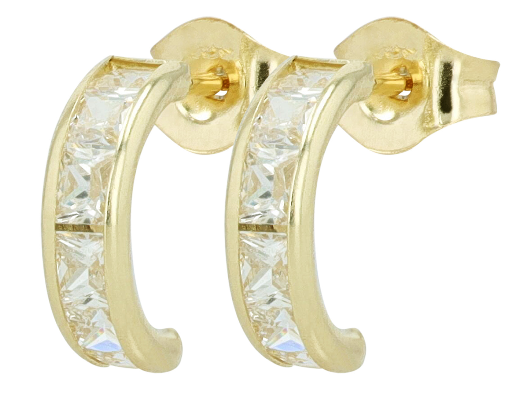 333/- Echt Gold "Eira" Halbcreole Ø 6 mm, Zirkonia, Gelbgold, 8 Karat