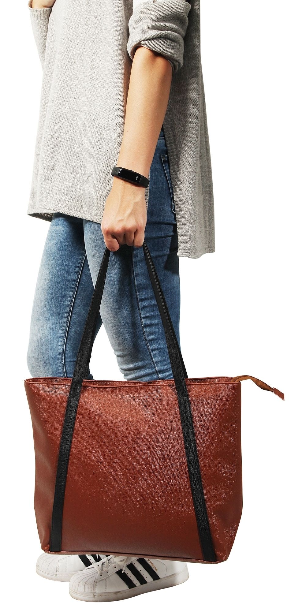 Shoppertasche "Maron" Damentasche aus Lederimitation 34 x31 x 14 cm, Braun
