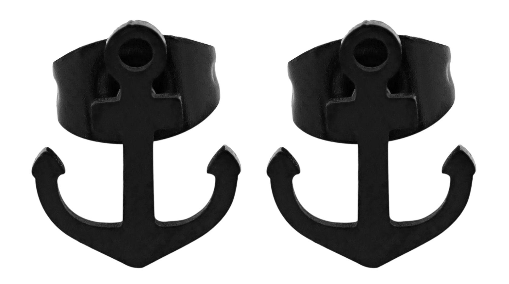 "Niall" Edelstahl Ohrstecker - Anker, schwarz