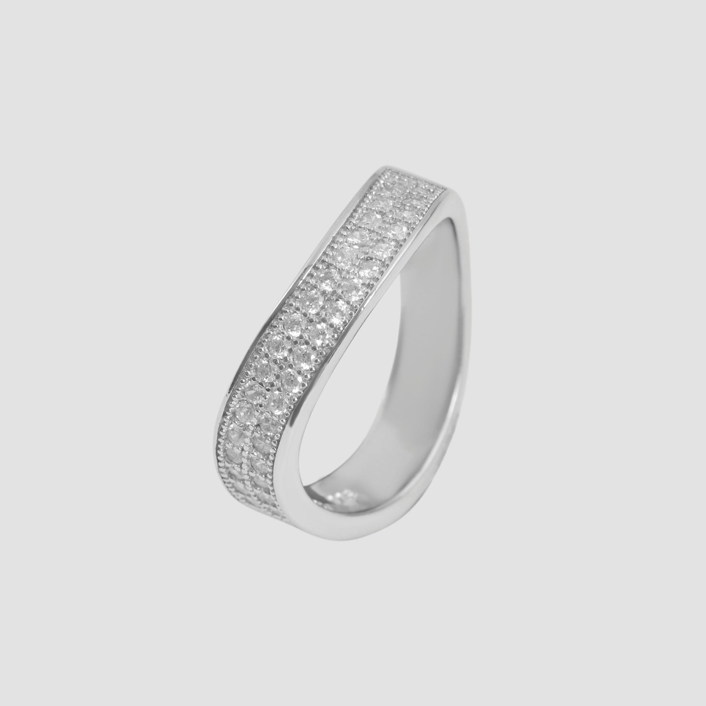 925 Echt Silber Ring, Zirkoniabesatz, 925/rhodiniert, Gr. 53