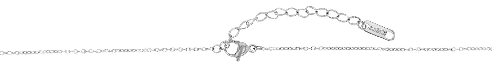 "Caitlin" Edelstahl Kette (41+5 cm) mit Anhänger - Kreuz/ Gravurplättchen, silberfarben