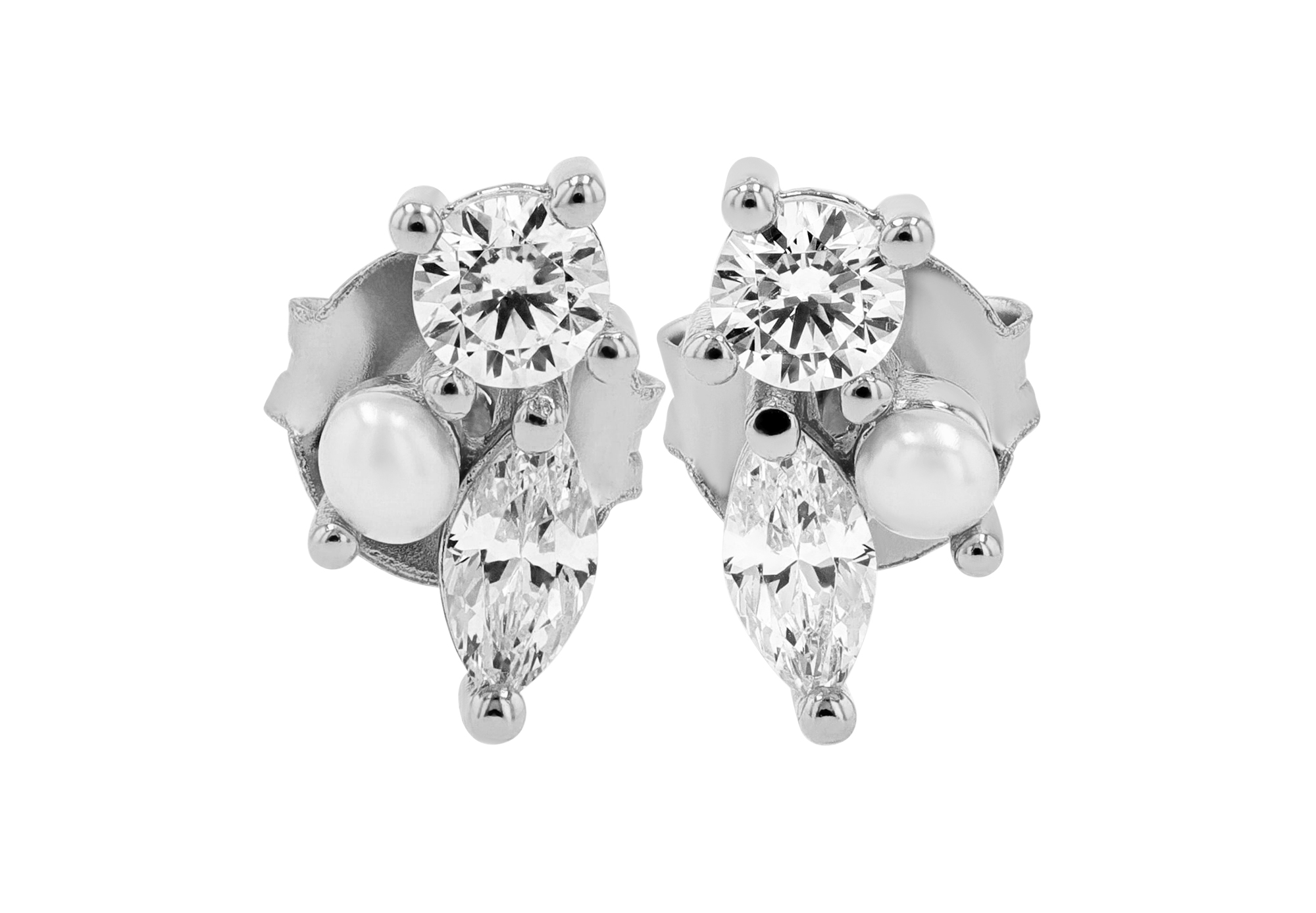 Sif Jakobs Jewellery 925/- Echt Silber Ohrstecker "Adria Tre Piccolo", Zirkonia/Süßwasserperle, rhod.