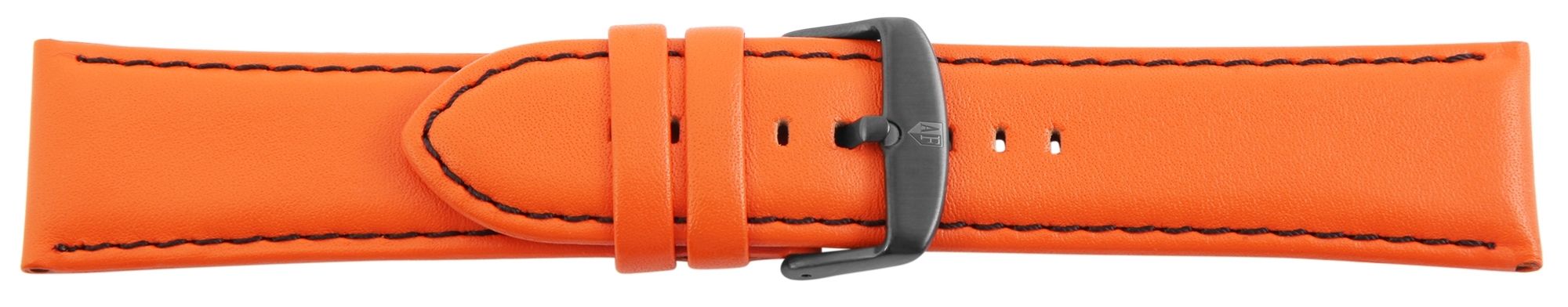Echtleder-Uhrenarmband, orange, schwarze Naht, 26 mm