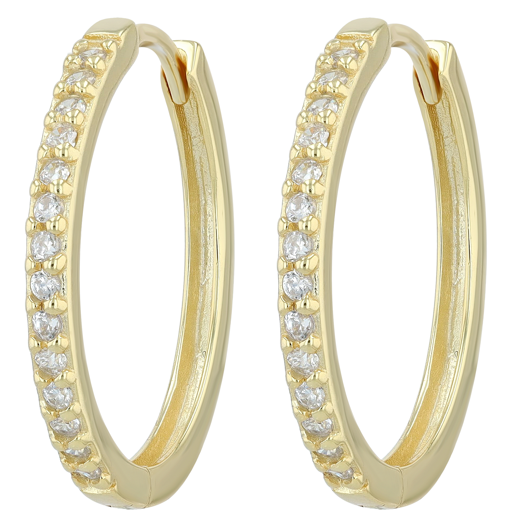 "Preti" 925/- Echt Silber Creolen Ø 20 mm, Zirkoniabesatz, vergoldet