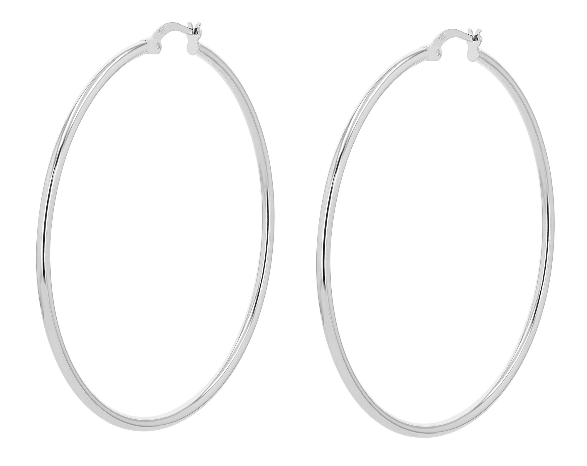 925/- Echt Silber Creolen "Ninfea", schlicht, rhodiniert, Ø 40 mm