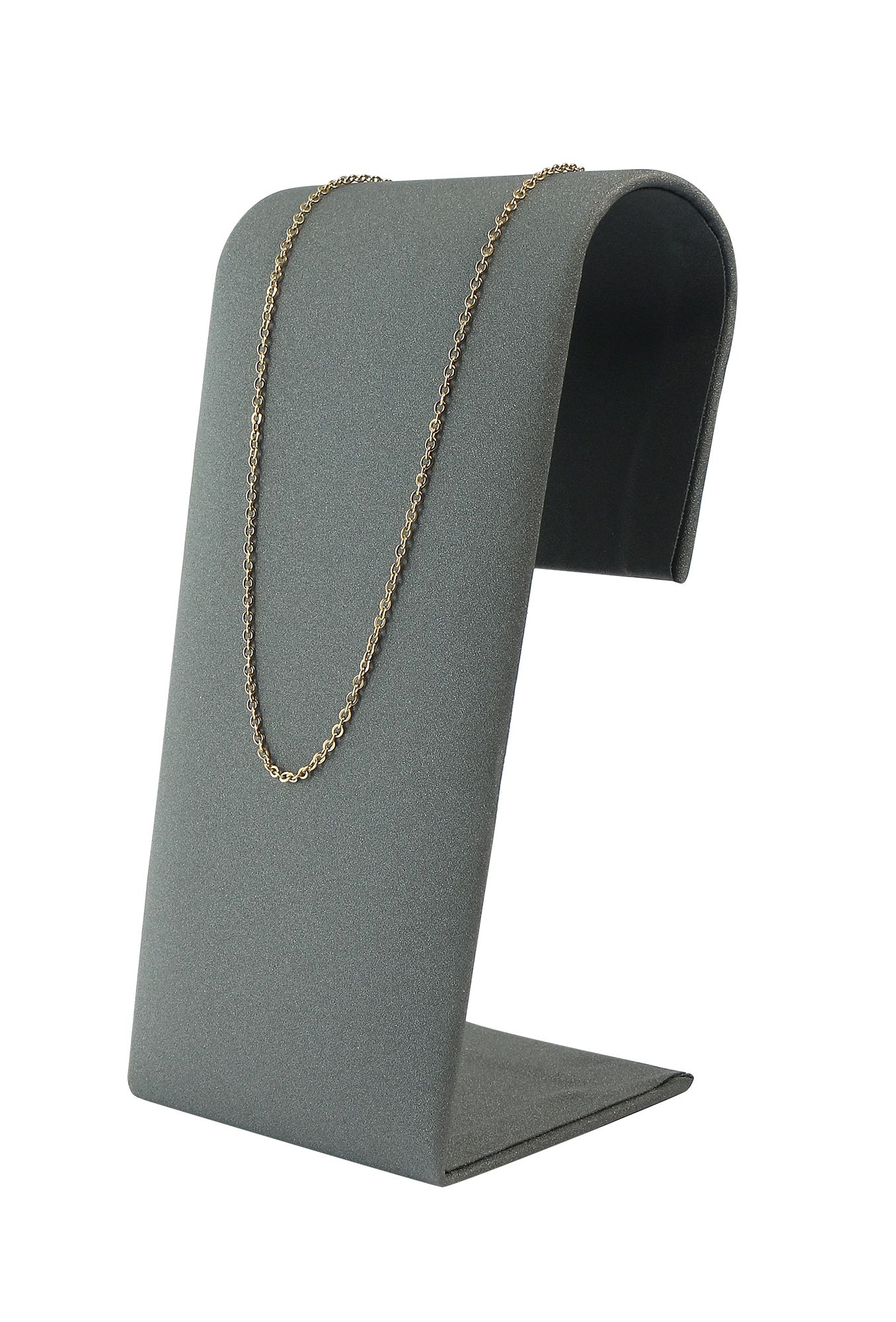Schmuckaufsteller, PU-bezogen, glänzend, 14,5 x 7,5 x 5,5 cm, grau
