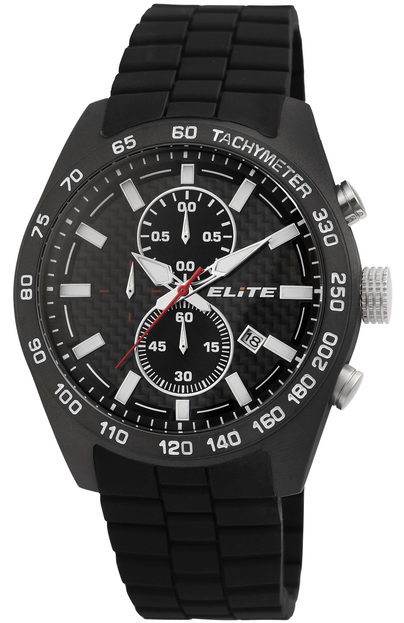 ELITE Herrenchronograph mit Silikonband, schwarz/anthrazitfarben
