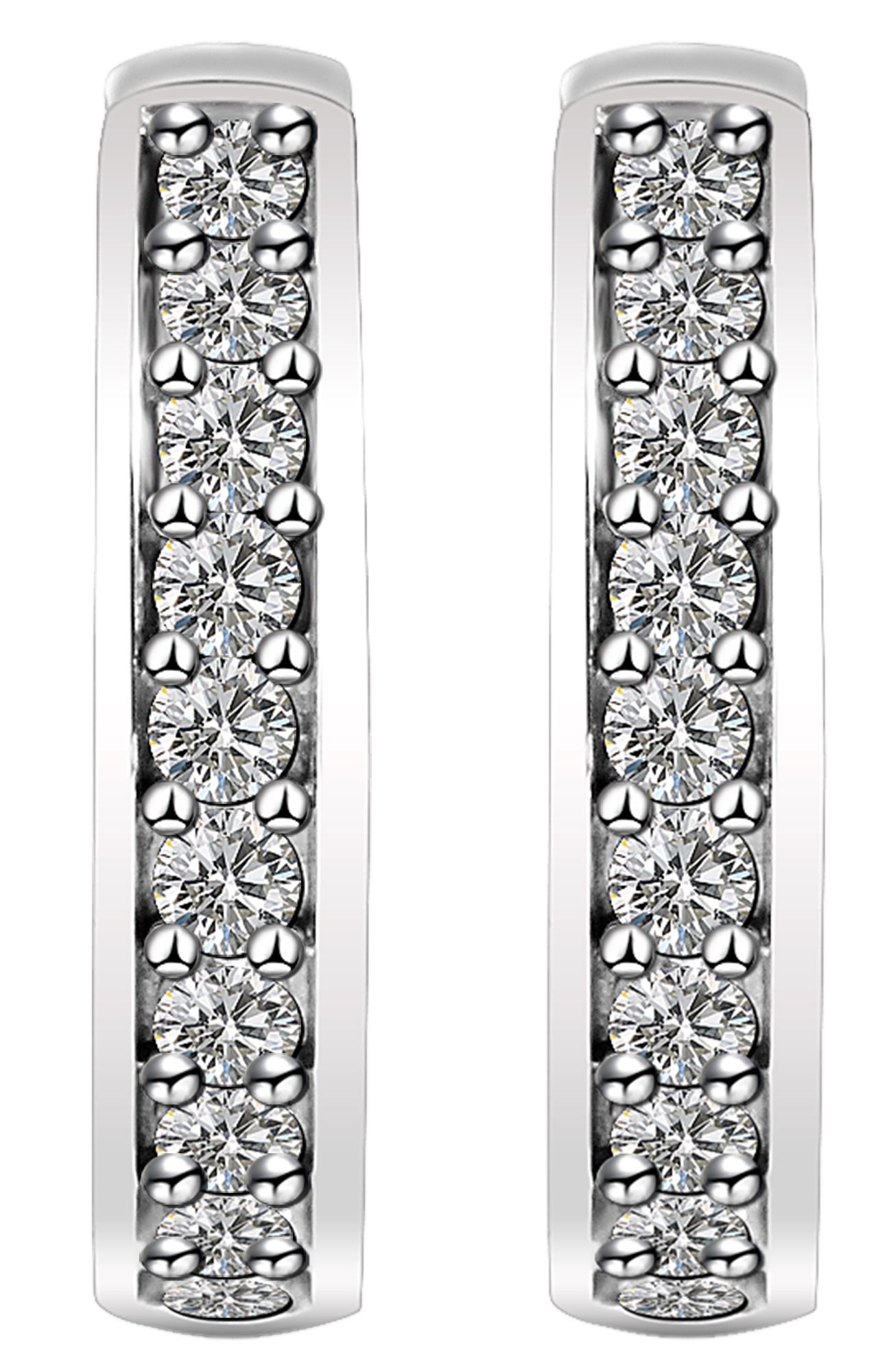 925/- Echt Silber Klapp-Creolen "Faisa" mit Zirkoniabesatz, 925/rhodiniert