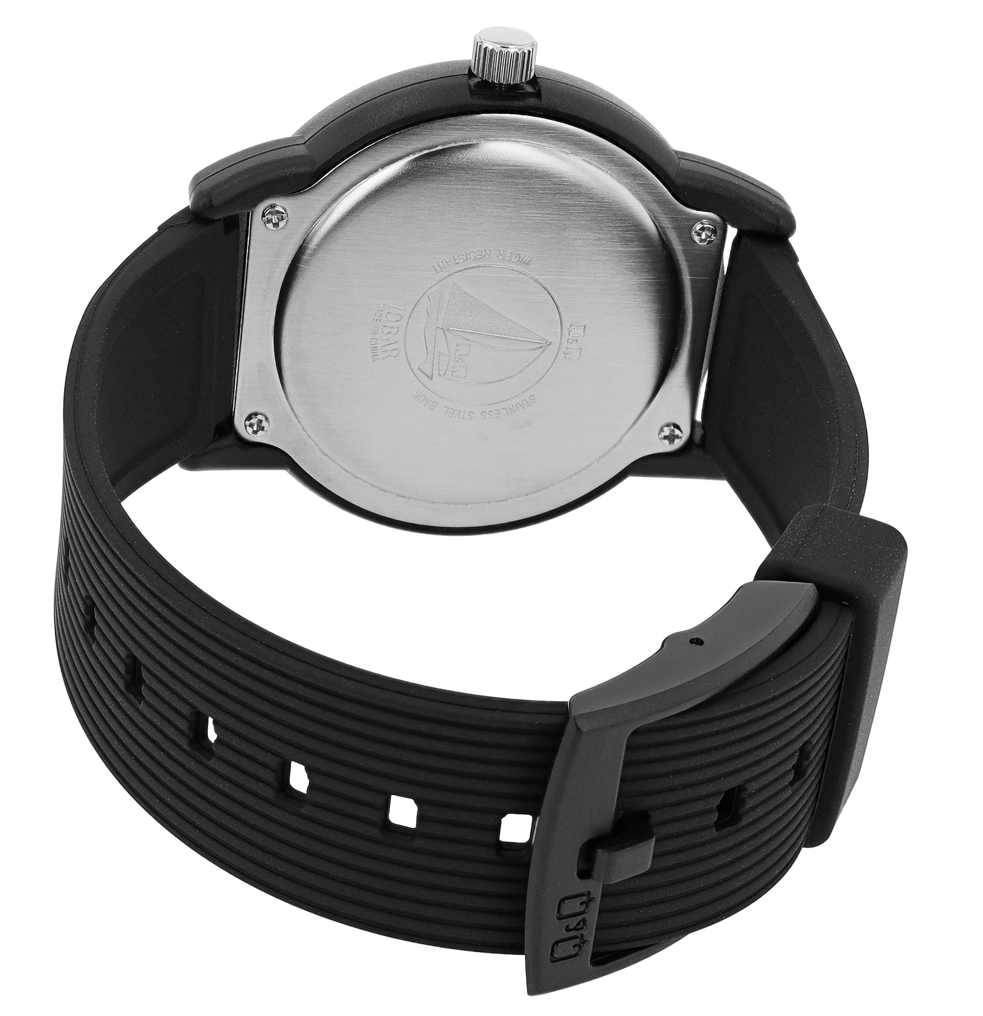 Q&Q Herrenuhr, Kunststoff, Silikonarmband, schwarz/rot, 10 ATM, Ø 42 mm