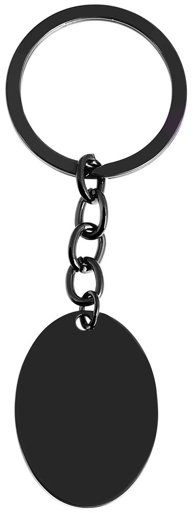 Akzent Schlüsselanhänger aus Edelstahl, oval, schwarz