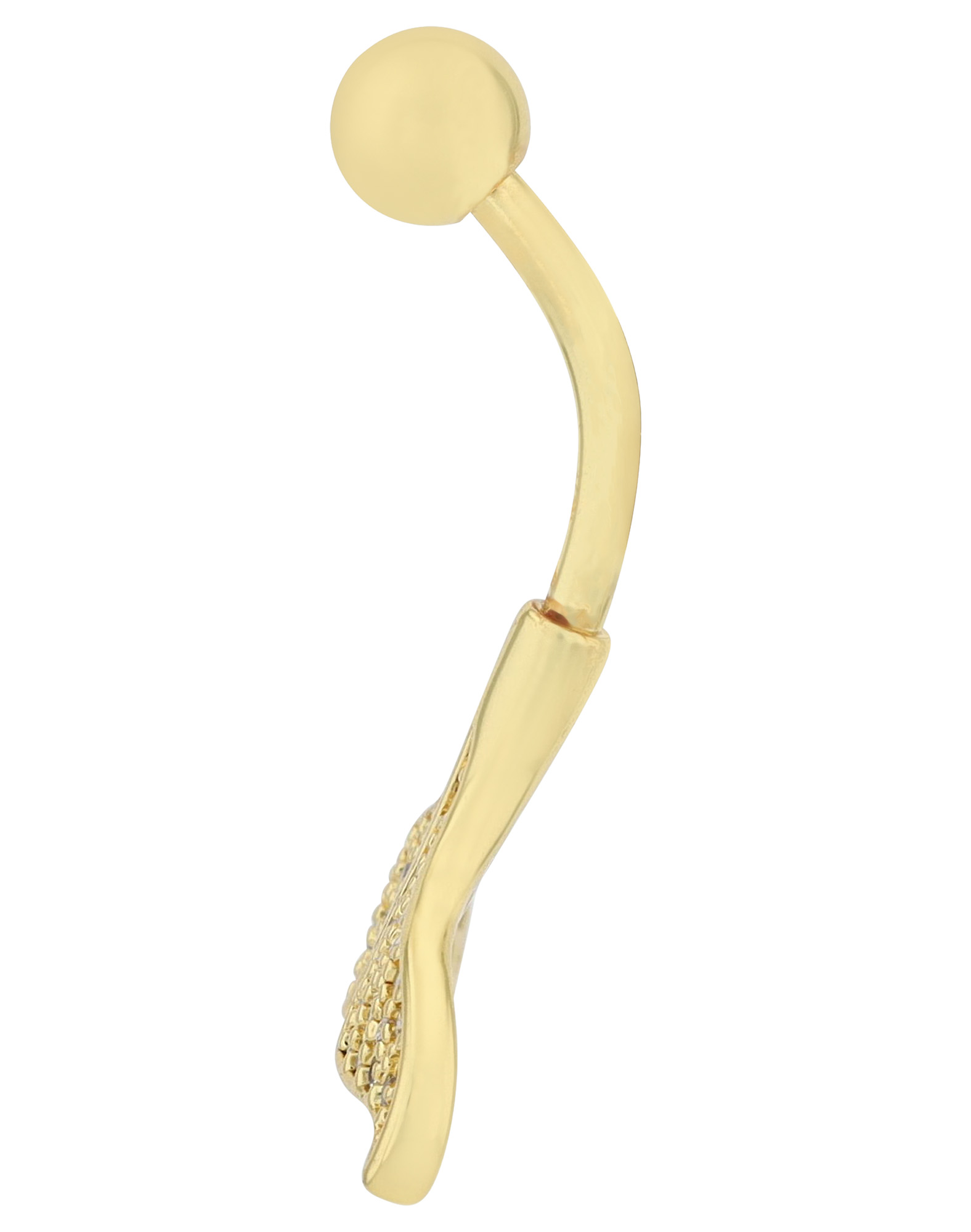 "Emy" Edelstahl-Bronze Bauchnabelpiercing. Länge 10 mm/ Stärke 1,8 mm, Walflosse, goldfarben