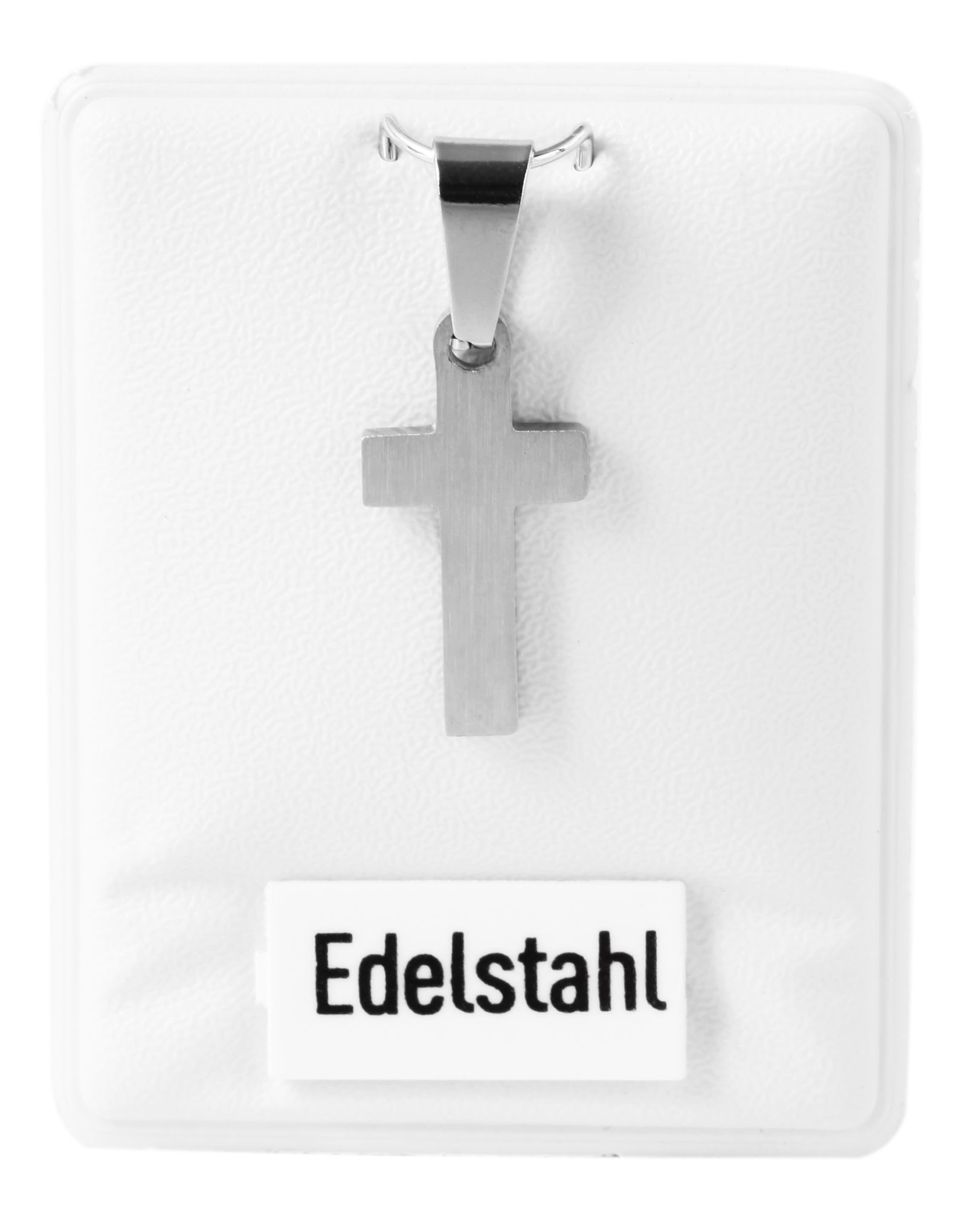 Akzent Edelstahlanhänger, Kreuz, silberfarbig, mattiert