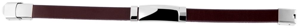 "Lincoln" Echtlederarmband mit Gravurplatte, 21 cm, braun/silberfarben