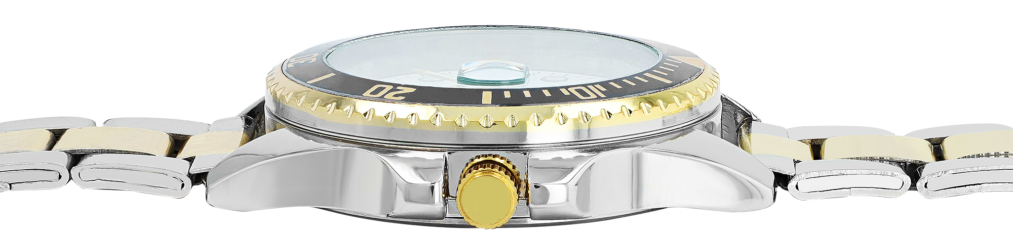 Alain Miller Herrenuhr mit Edelstahlarmband, Ø 39 mm, bicolor/ schwarz/ weiß