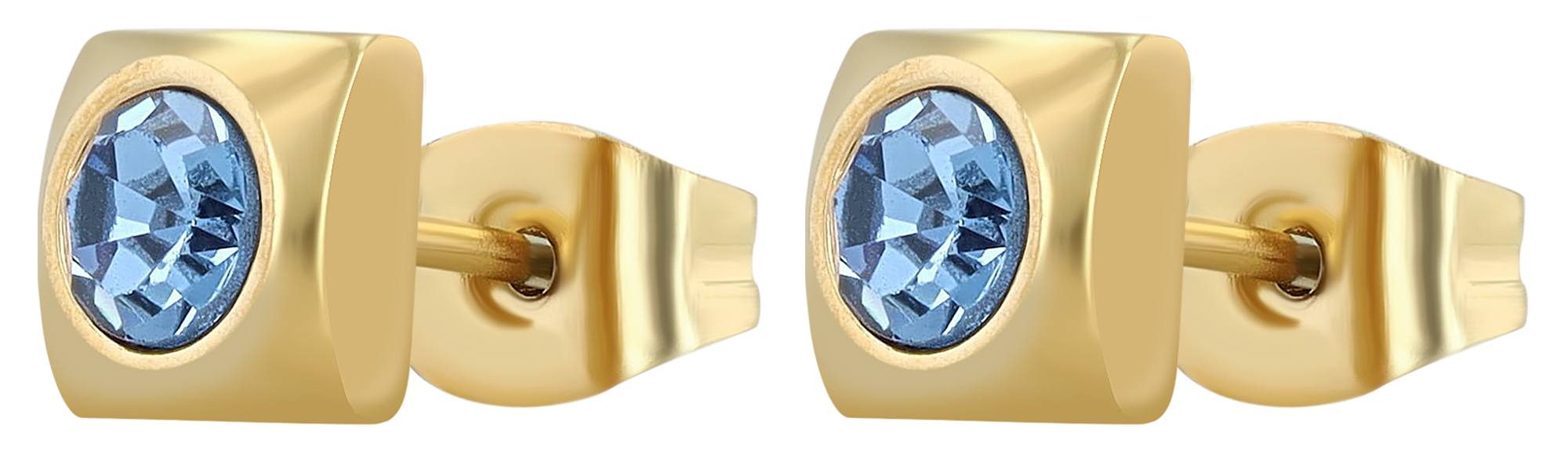 "Juli", Edelstahl Ohrstecker, Similibesatz, goldfarben