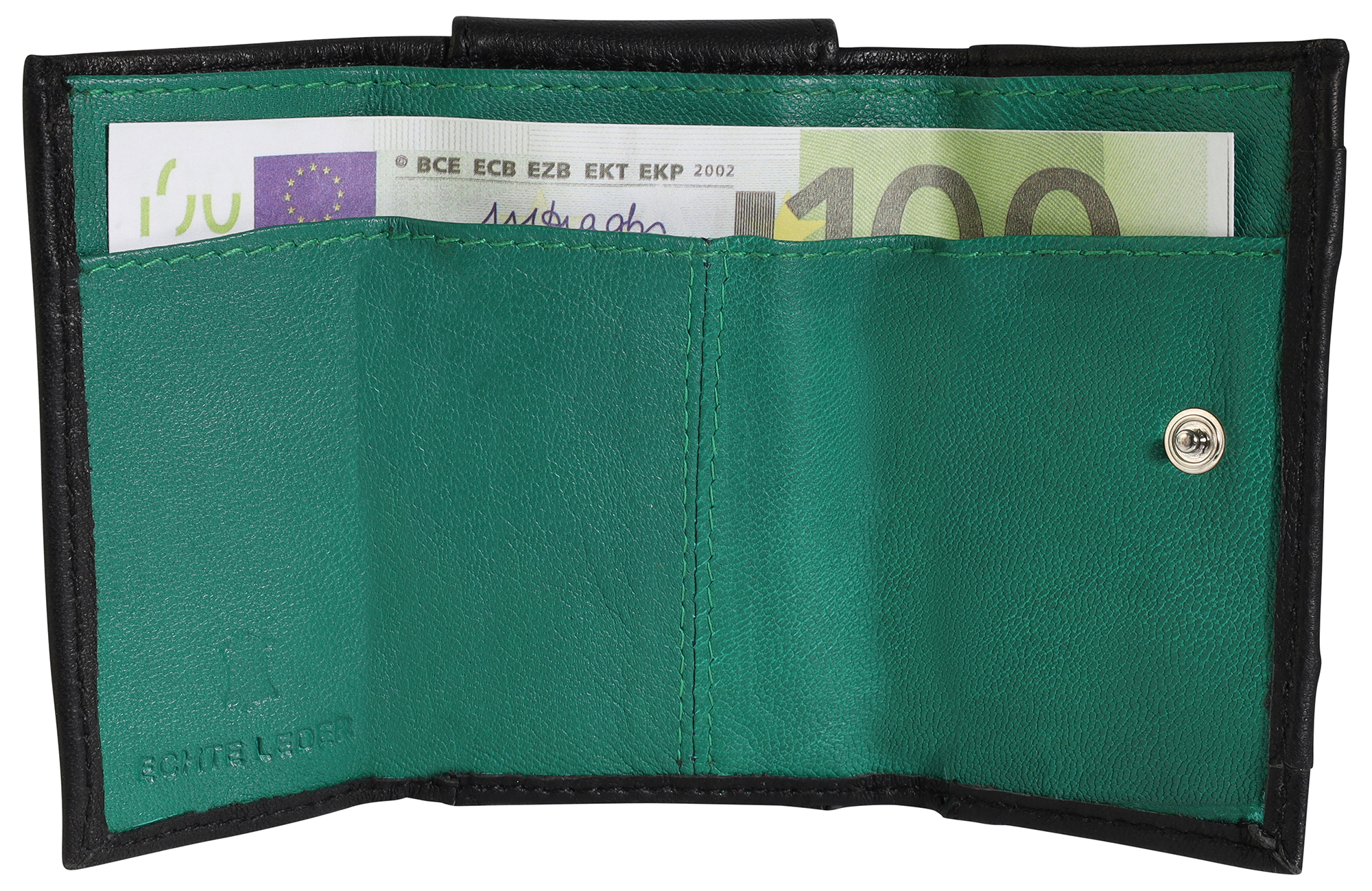 Excellanc Echtleder Mini-Geldbörse (Schlüsselfach), schwarz/olivegrün