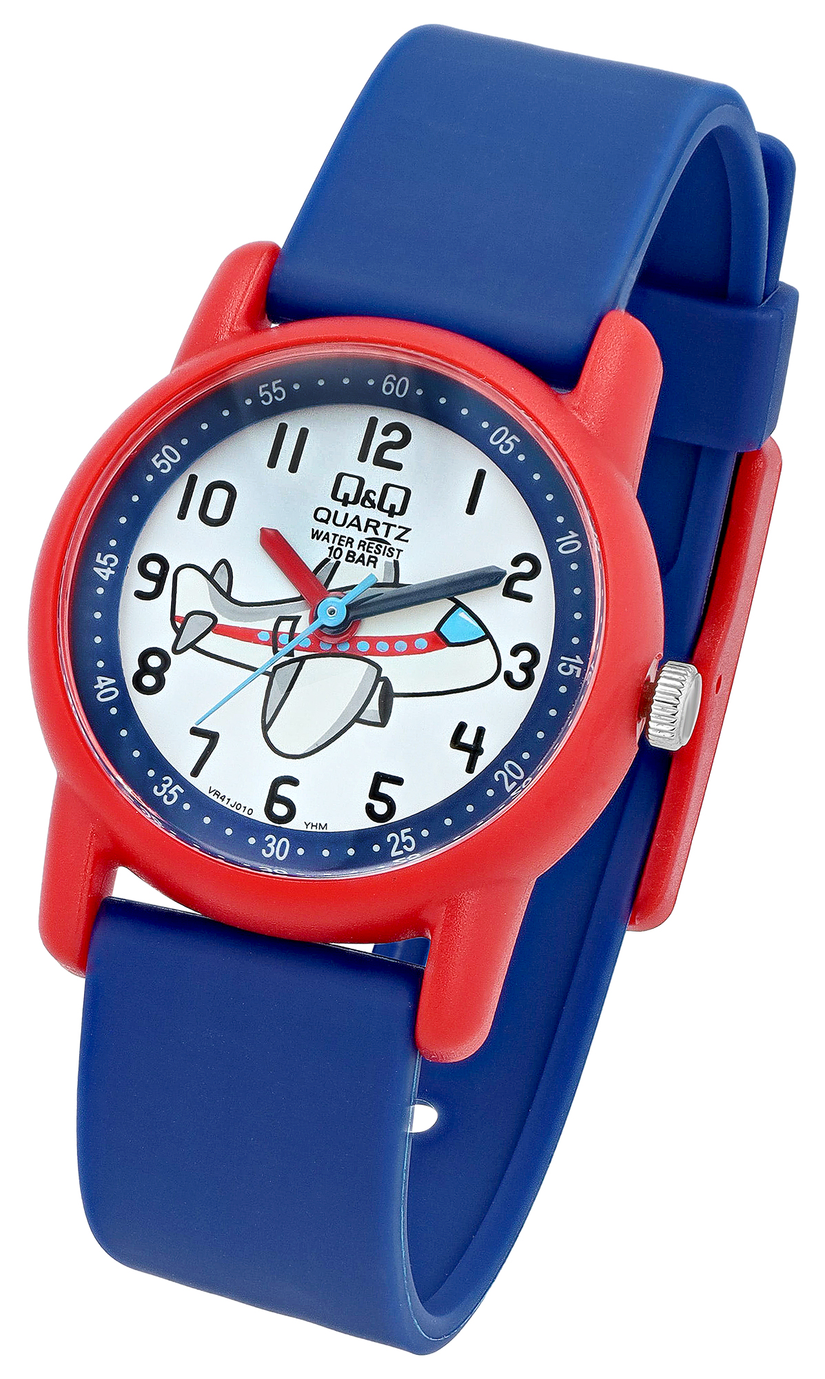 Q&Q Kinderuhr "Flugzeug", Band aus Resin, 10 ATM