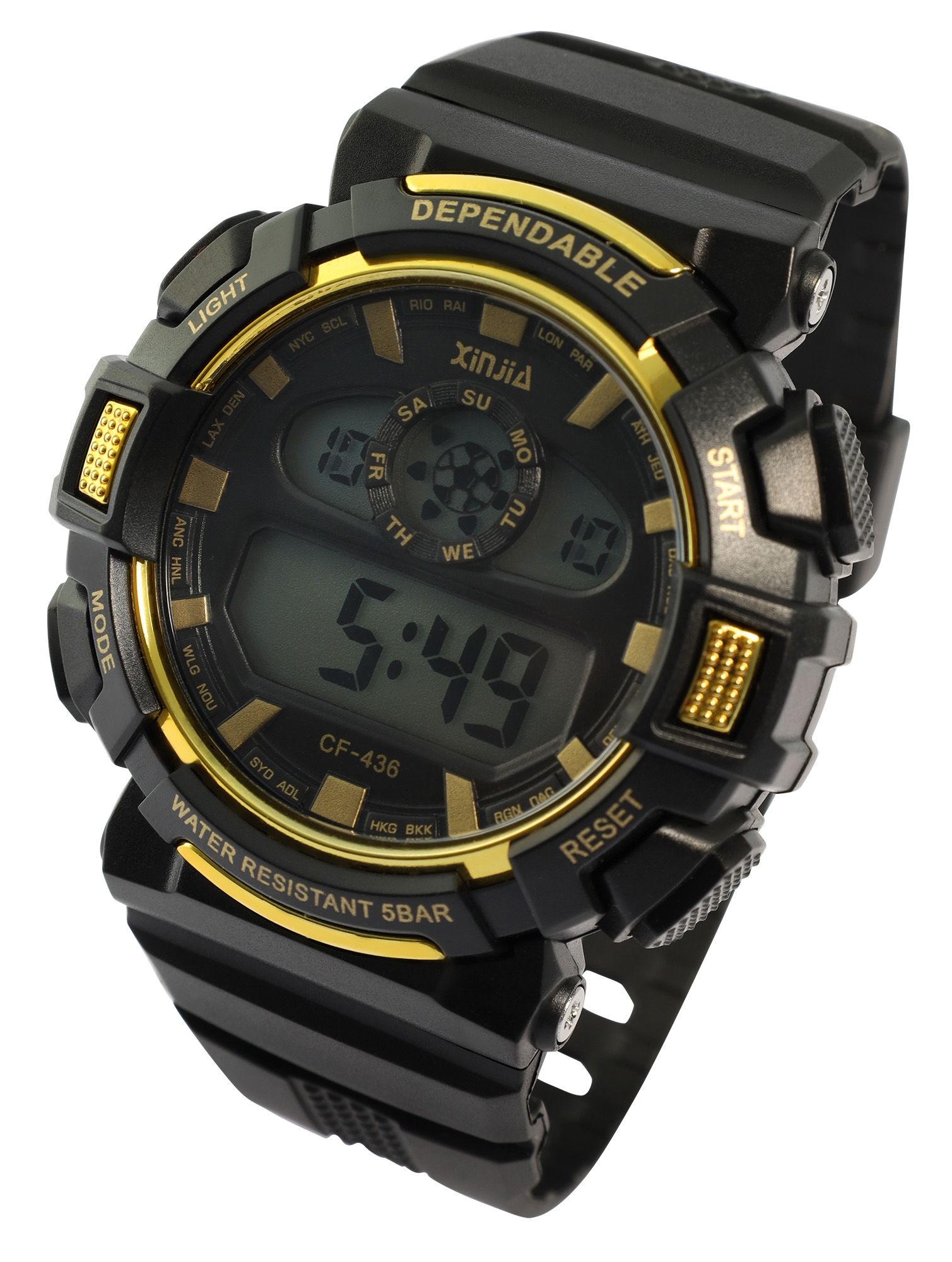 Xinjia Herrenuhr mit TPU-Band, schwarz + goldfarben